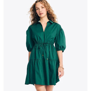Nautica NWT split neck tiered dress S